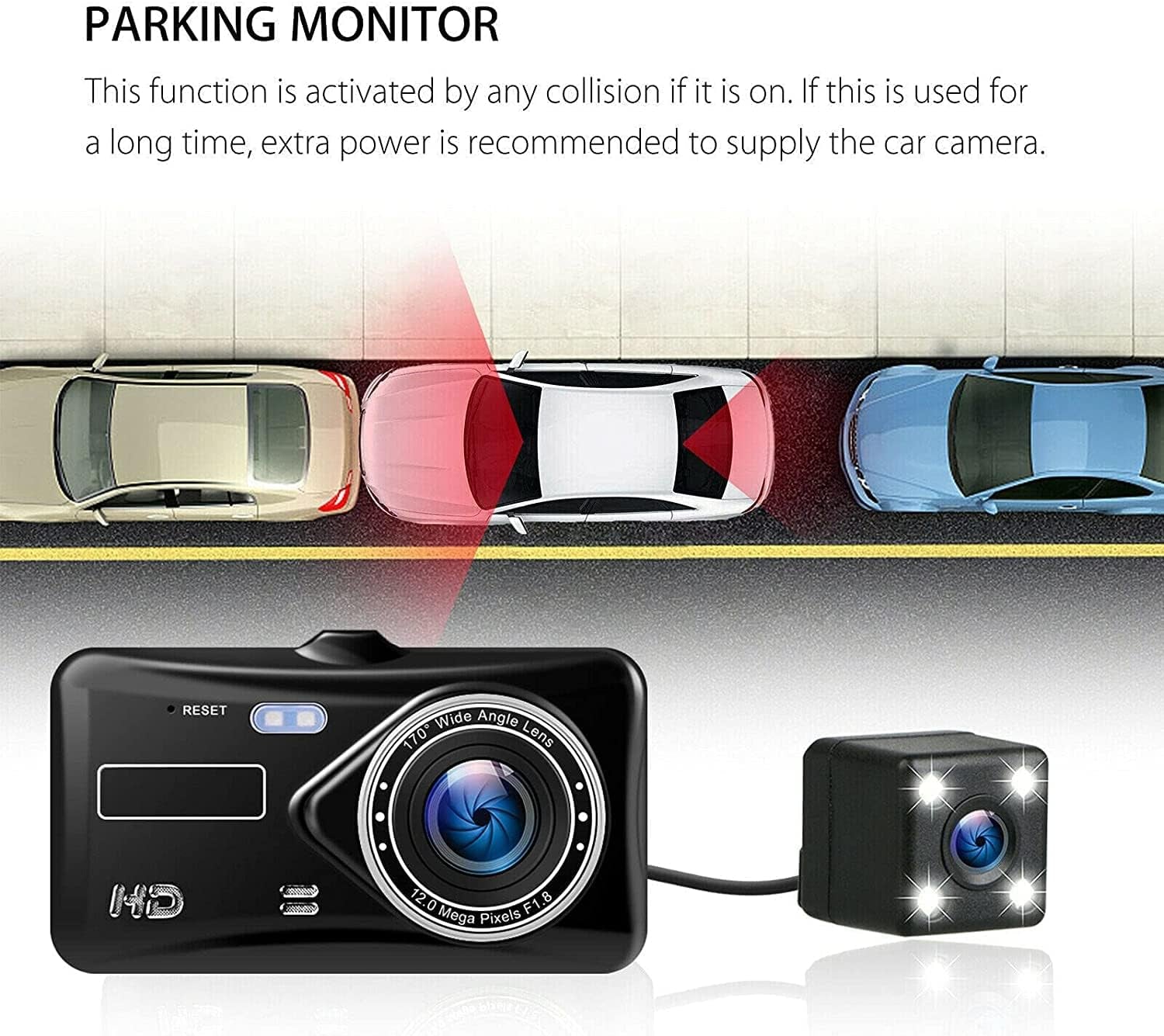 Dash Cam Front and Rear 1080P Full HD Dual Dash Camera in Car Camera Dashboard Camera Dashcam for Cars 170 Wide Angle HDR with 4.0" Touchscreen LCD Display Night Vision Motion Detection and G-Sensor