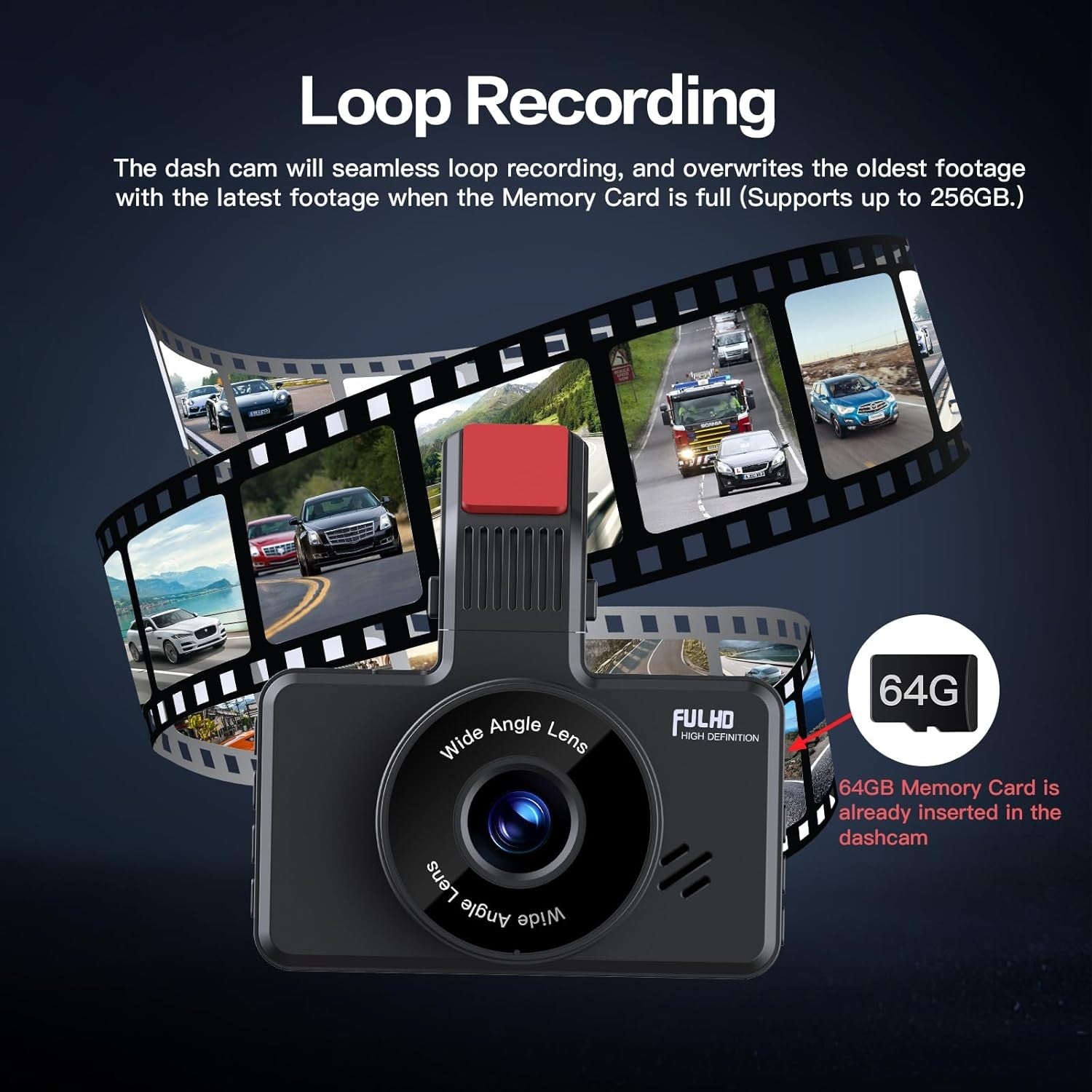 Range Tour Car Dash Cam Front, FHD 1080P Car Camera 170° Wide Angle WDR In