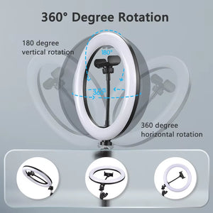 10Inch Selfie Ring Light with Optional Tripod, Photography Fill Light Led Ring Lamp Ringlight for Video Recording Live Broadcast