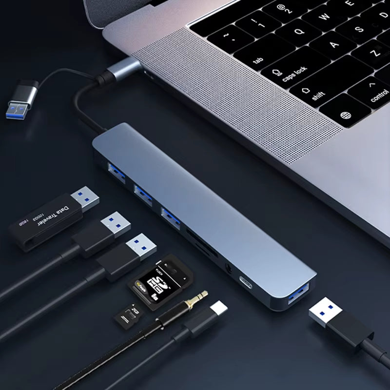 8-IN-2 USB HUB 3.0 USB C HUB Dock Station 5Gbps High Speed Transmission USB Splitter Type C to USB OTG Adapter for Macbook Pro