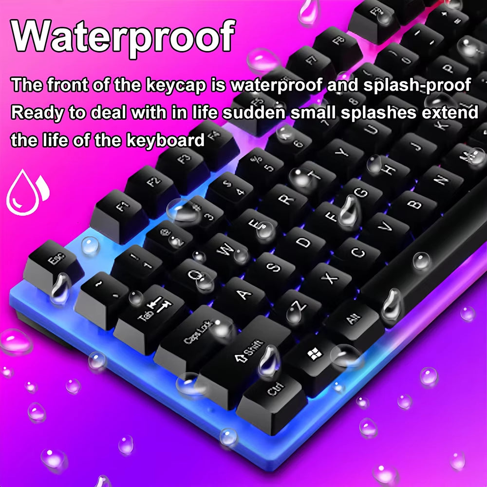 Wired Keyboard Mouse Set RGB Keyboard Mouse Combo Floating Keycap Strong Wear-Resistant 104 Key Standard Keyboard for Laptop