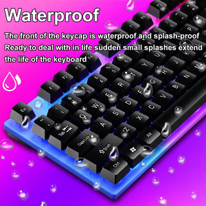 Wired Keyboard Mouse Set RGB Keyboard Mouse Combo Floating Keycap Strong Wear-Resistant 104 Key Standard Keyboard for Laptop