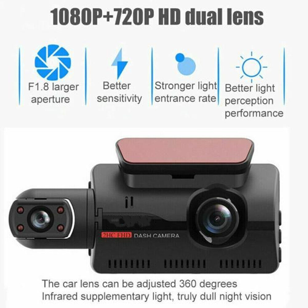 1080P Dual Lens Car Dash Cam Recorder G Sensor DVR Front and Rear Camera Video
