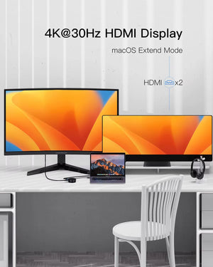 7-In-1 USB C HUB Mini Docking Station Dual 4K HDMI 1000Mbps Gigabit Ethernet USB C 3.0 Hub for Laptop/Macbook/Dell/Lenovo