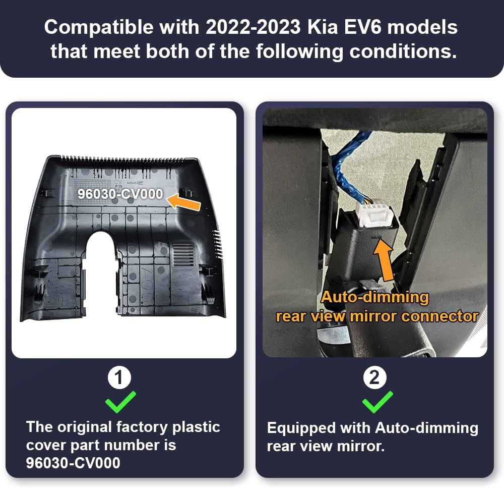 Dashcam 4K Compatible with Kia EV6 GT Gt-Line Light Wind 2022-2025, OEM Front Camera 2160P UHD Video Wifi, G-Sensor, Loop Recording, Night Vision, WDR Dash Cam, Plug Play, with 64GB Card