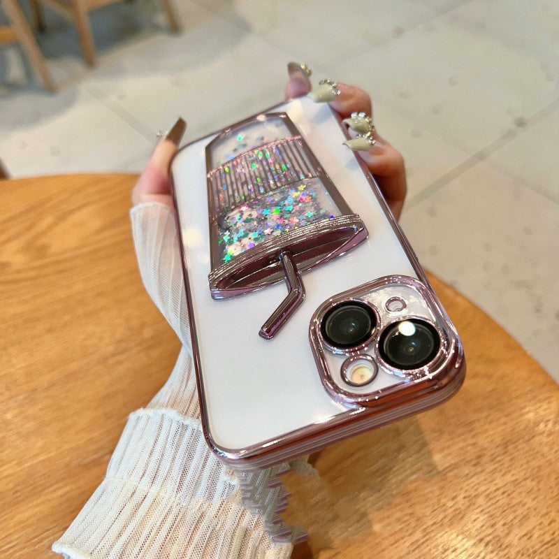 Electroplated Quicksand Cup Phone Case Drop-resistant Soft Shell