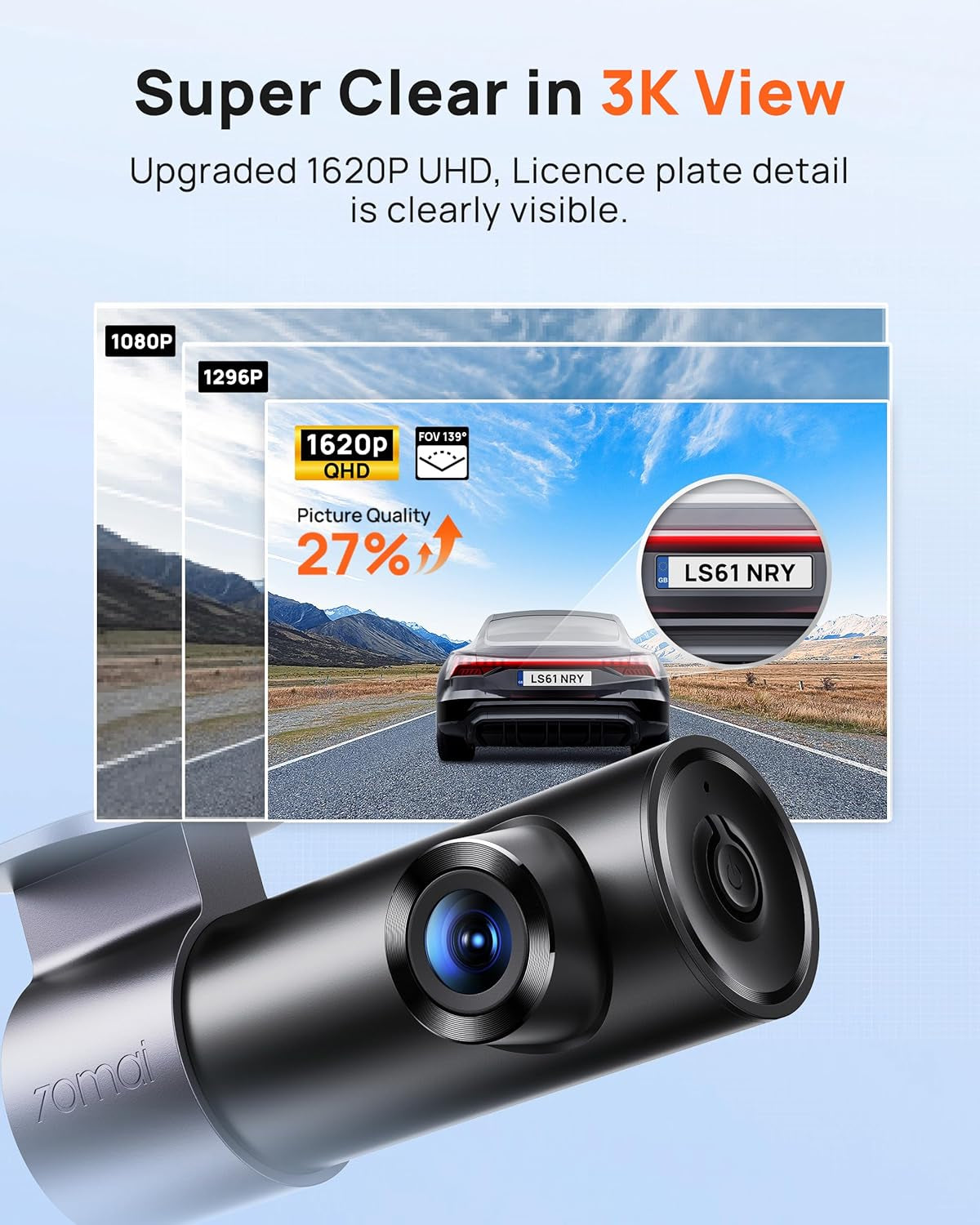 3K Wifi Dash Cam M310 3K Plus, Smart Voice Command 1620P QHD Dash Camera for Cars, WDR, Superior Night Vision, 24H Parking Monitor with APP Control, Time-Lapse Recording, Collision Detection