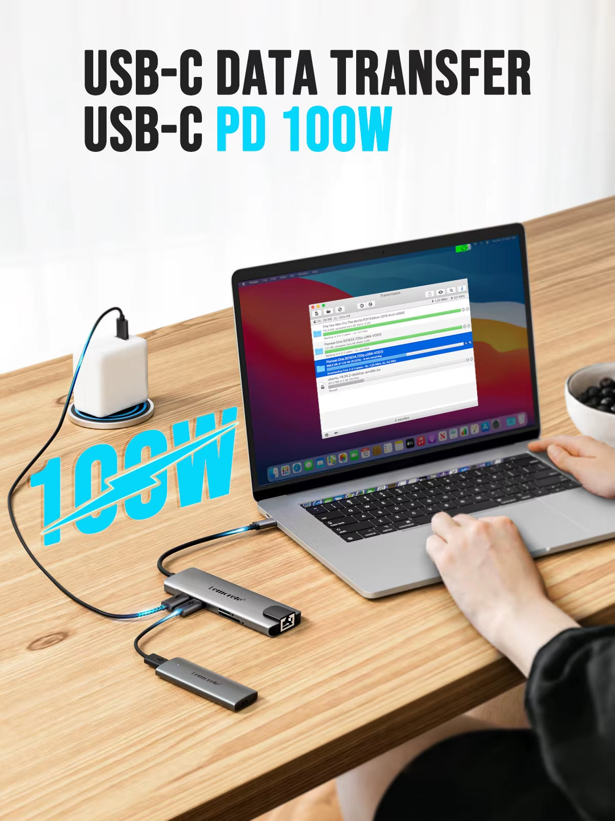TC39 Docking Station USB Ethernet Adapter 1000Mbps USB-C HUB PD 100W USB3.0 HUB RJ45 Lan for Laptop PC Xiaomi Mi Box Ma