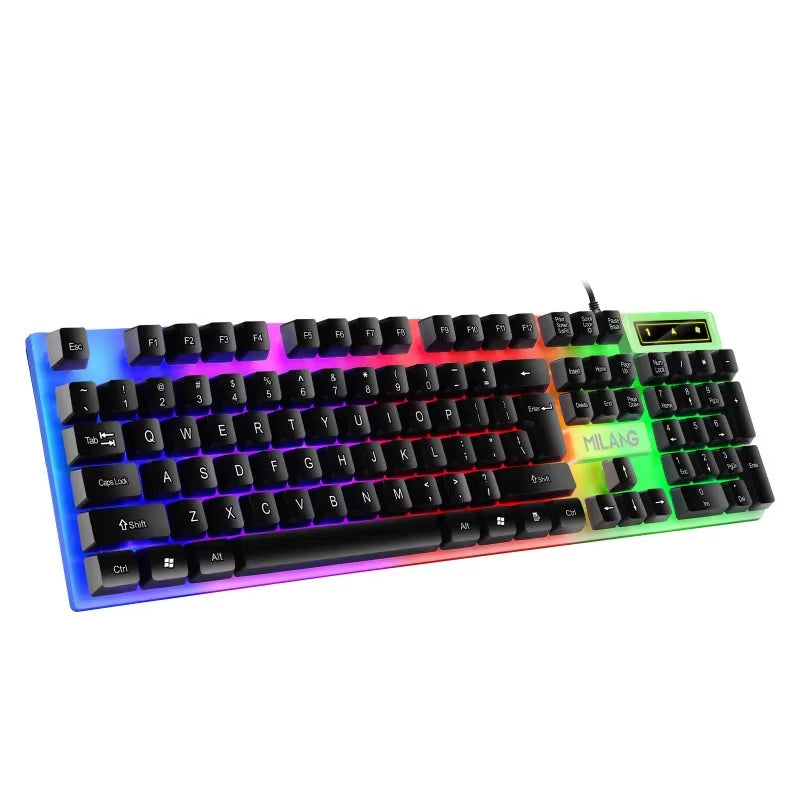 Wired Keyboard Mouse Set RGB Keyboard Mouse Combo Floating Keycap Strong Wear-Resistant 104 Key Standard Keyboard for Laptop
