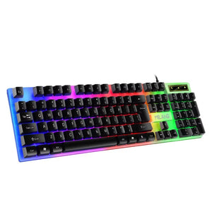 Wired Keyboard Mouse Set RGB Keyboard Mouse Combo Floating Keycap Strong Wear-Resistant 104 Key Standard Keyboard for Laptop