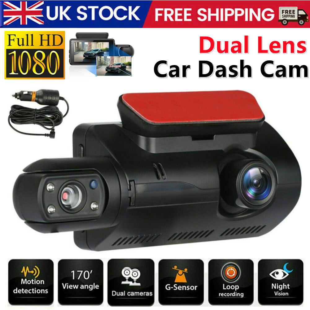 1080P Dual Lens Car Dash Cam Recorder G Sensor DVR Front and Rear Camera Video